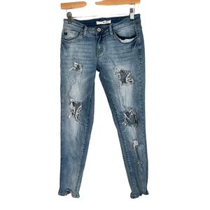KanCan Destroyed Skinny Ankle Jeans Womens 26 Light Wash Low Rise Distressed